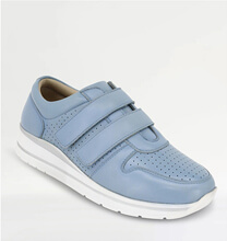 Wide EE Fit Touch Fasten Leather Punchout Trainer - LJ948